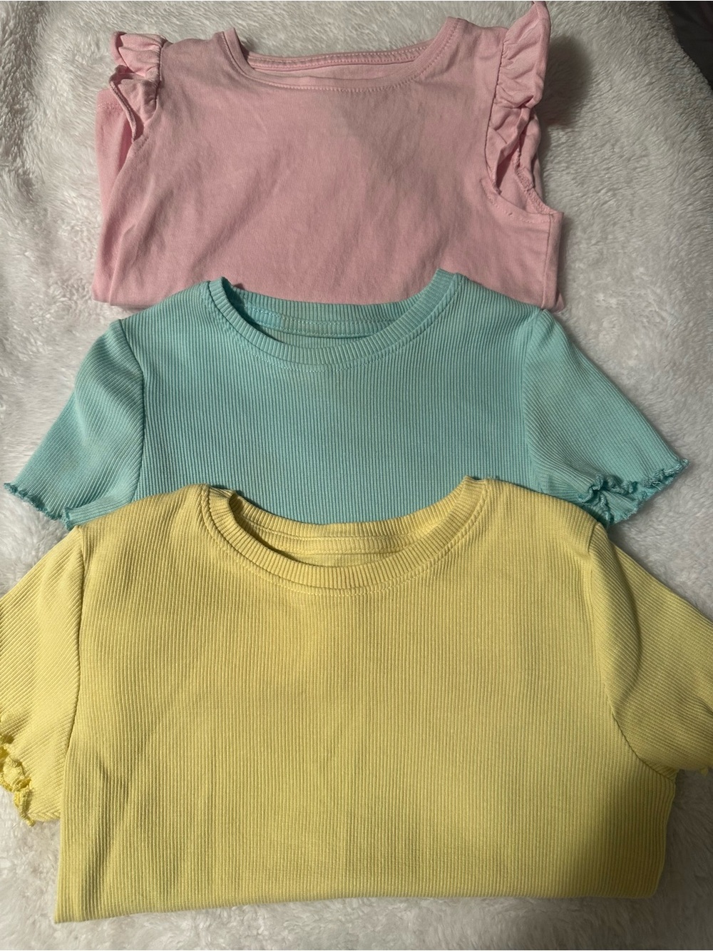 Primark Girls Short Sleeve Tee Trio - Pink, Mint & Yellow